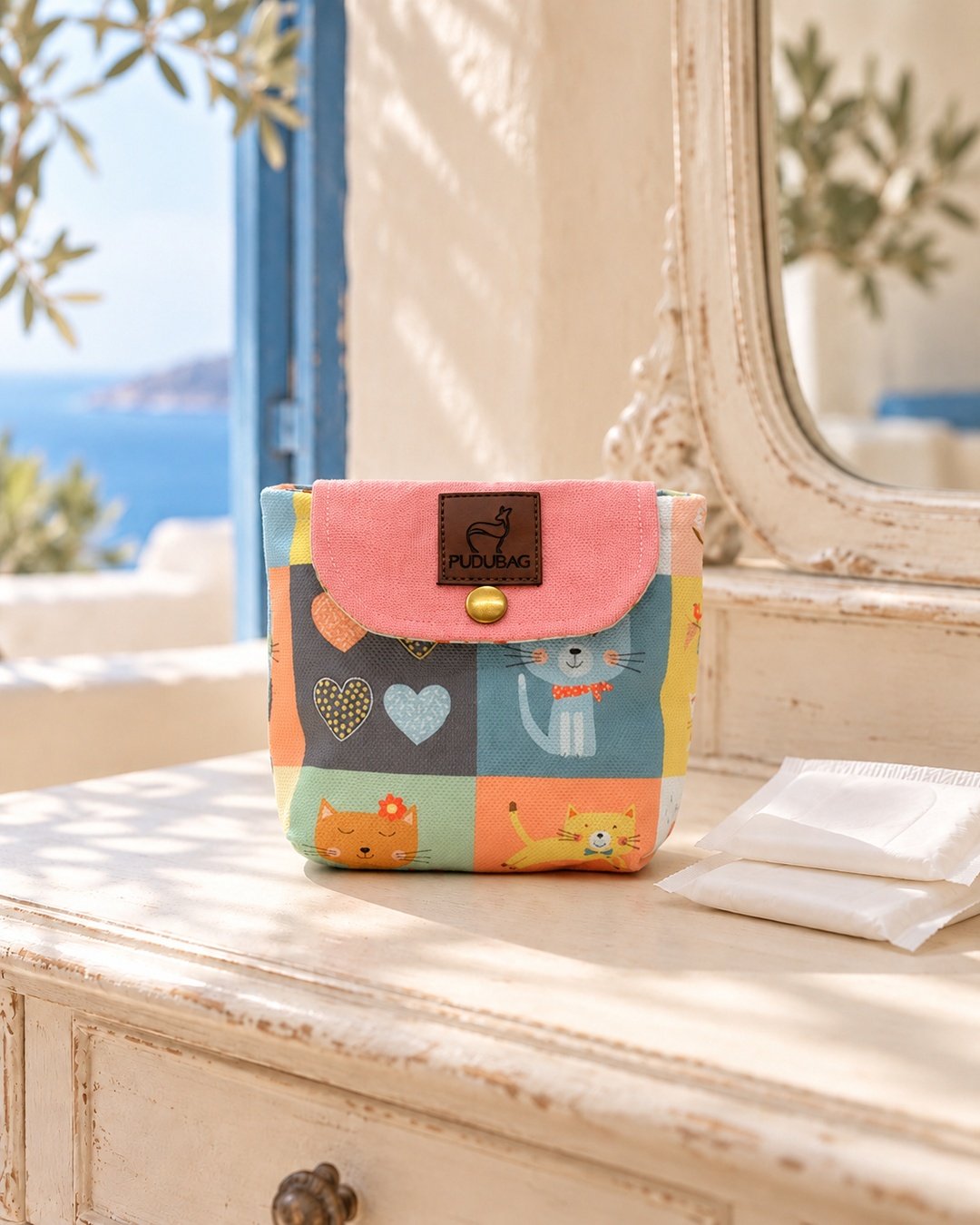 Pastel Kediler Hijyenik Pedlik Kılıfı